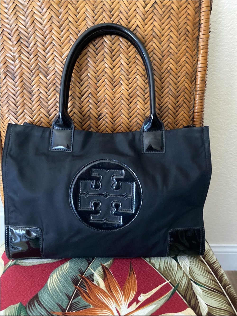 Tory Burch Black Nylon Logo Tote